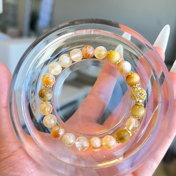 Citrine Wealth Bracelet 8mm | Yellow Quartz Abundance Bracelet - Picture 1 of 4